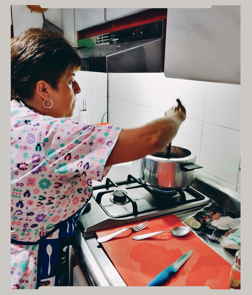 Cooking for her family after work