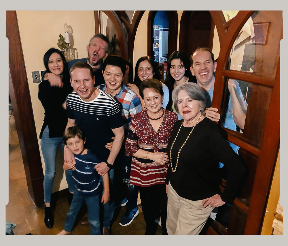 Gathering for a Sunday paella lunch with family at her son Tony's house