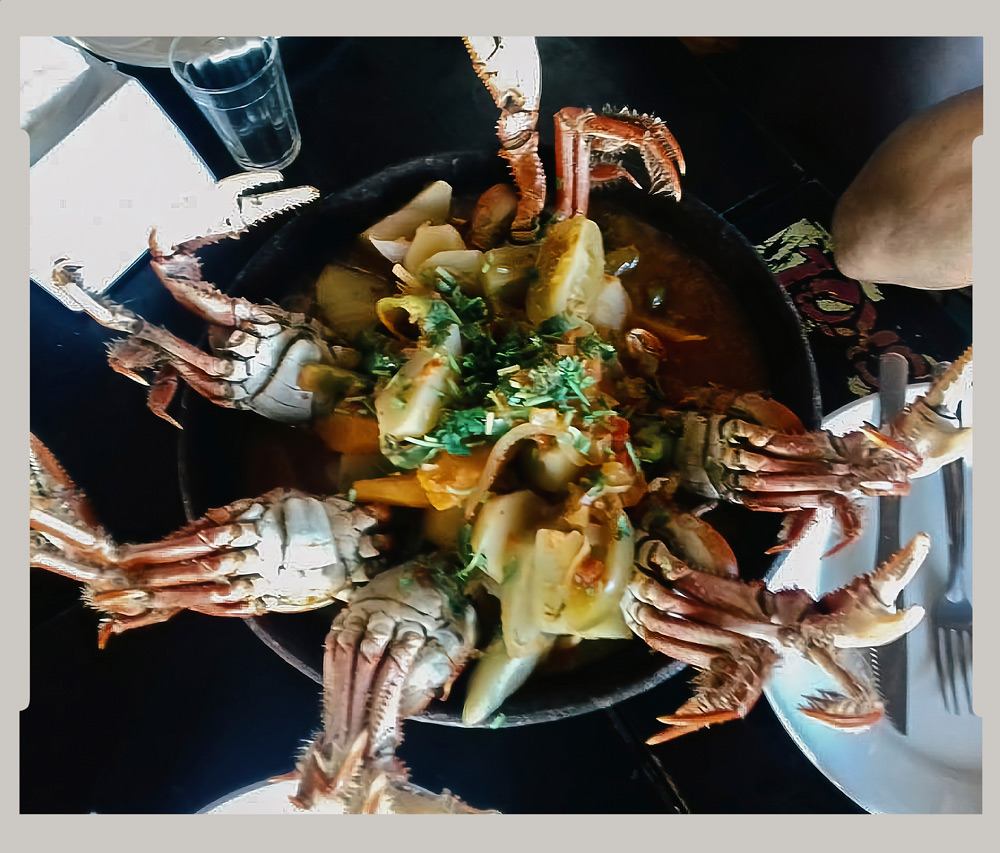 Crab stew, a traditional Brazilian dish, prepared by Sheila