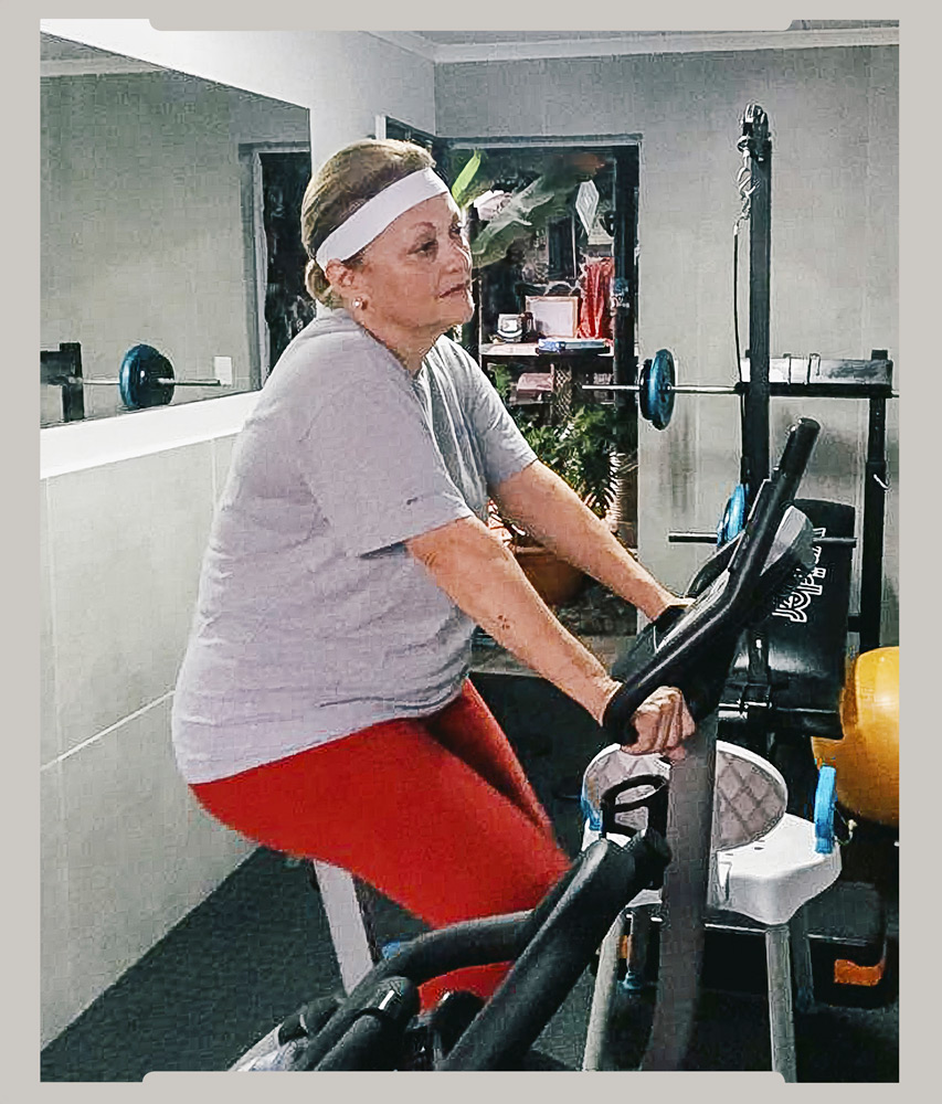 Exercising at home on the stationary bike