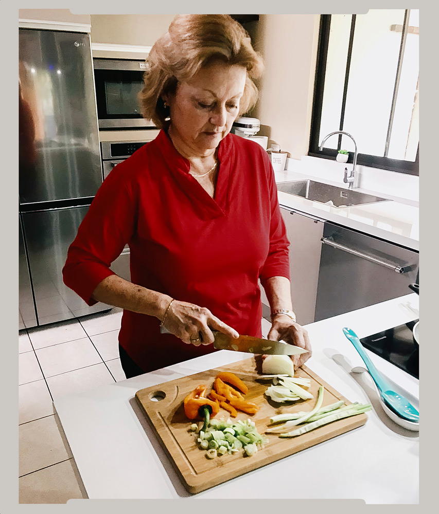 Cutting vegetables to make a 