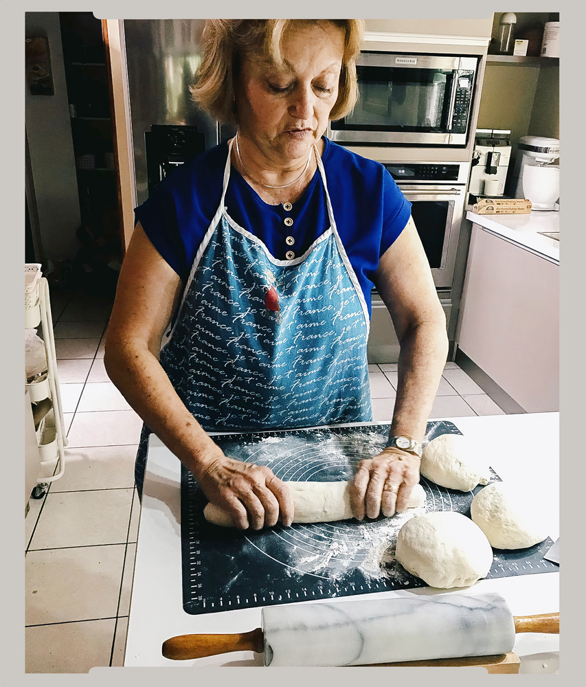 Kneading dough for bread