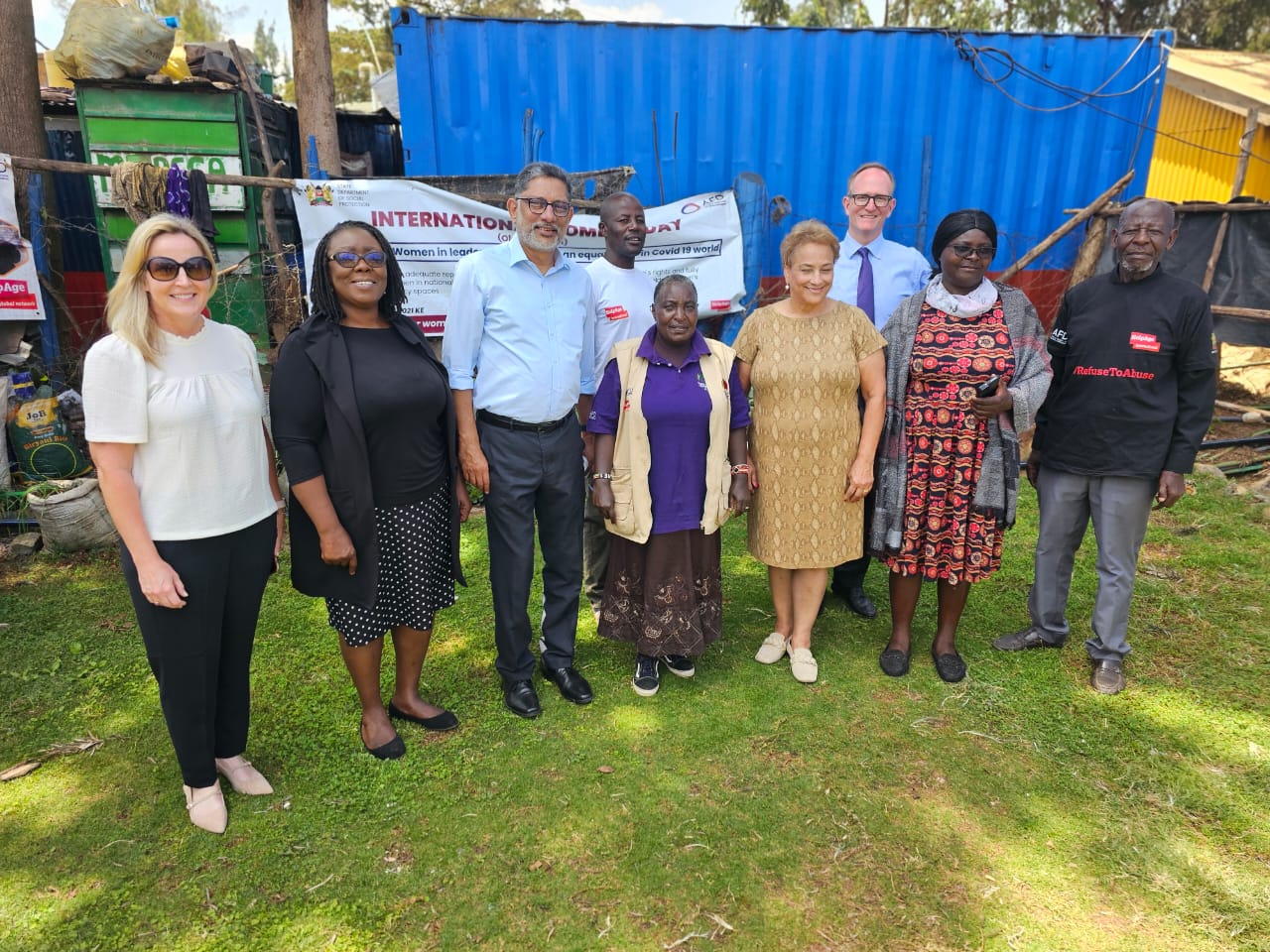 With Agnes Kariuki (front row, center) at the Kibera Day Care Centre for the Elderly in Kenya, February 2024.