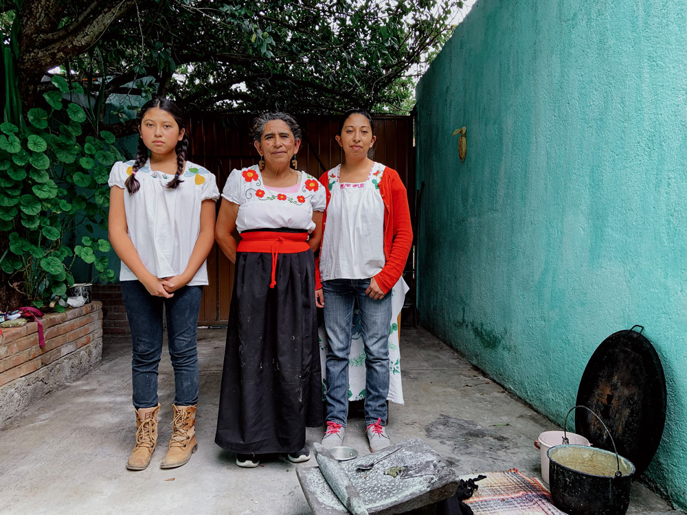 Three generations from left to right: Jacobed Martínez Rodríguez, 14, Flavia de Albino Ortega, 58, and Gloria Rodríguez de Albino, 32